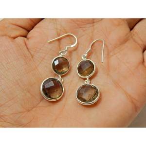 Pendientes de lágrima de plata esterlina 925 hechos a mano con piedras preciosas de cuarzo ahumado genuino regalo de moda elegante para mujeres - Product Image 4