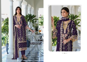 Último trabajo de bordado pesado Kurti Palazzo Dupatta conjunto suave tela de Organza floreciente estilo indio y pakistaní - Product Image 3