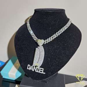 Colgante de letras heladas personalizado con Plata de Ley 925 en diamantes VVS Moissanite, joyería de Hip Hop - Product Image 2