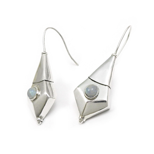 ต่างหูดูโบราณ 925 เงินสเตอร์ลิงธรรมชาติ Rainbow มูนสโตนต่างหูชาติพันธุ์โบฮีเมียนเครื่องประดับทําด้วยมือผู้ผลิตจํานวนมาก - Product Image 1