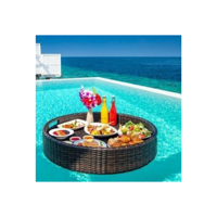 Multi-Shape Holiday Hotel Breakfast Floating Pool Rattan Tray Swimming pool waterproof tray
