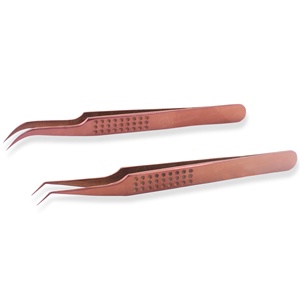 Pince à épiler multifonctionnelle de haute qualité pour extensions de cils, design à pois 3D 4D 6D, pointe en fibre, prise en main douce, couleur or rose - Product Image 1
