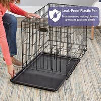 Cage pour chien pliable ventilée, caisse à porte simple et double brevetée avec poêle amovible étanche et pieds antidérapants/