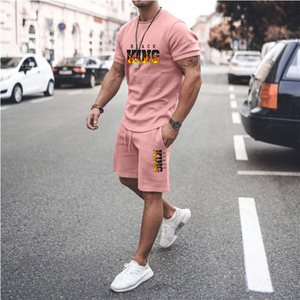 Conjunto Deportivo de Verano para Hombre de Alta Calidad, Manga Corta, Ropa de Playa, Otoño, Spandex/Algodón Satinado, Estilo Vintage, Conjunto de Camiseta y Pantalones Cortos - Product Image 4