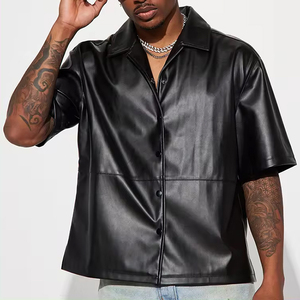 Camisa de cuero de moda para hombre, soporte impreso personalizado, a prueba de viento, transpirable, logotipo personalizado, técnica teñida lisa, el mejor precio al por mayor - Product Image 3