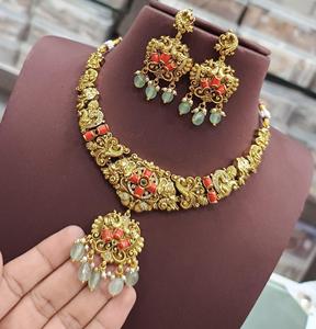 Premium Polish Premium Quality Exclusive Unique Design <b>Gold</b> Plated Necklace <b>Set</b> With <b>Earrings</b> For Wedding Collection For Women - Product Image 2