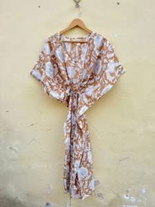 Hecha a mano 100% algodón Floral impreso Kfatan Robe mujeres Casual playa desgaste verano Otoño Invierno primavera ODM - Product Image 6