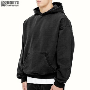 100% algodón en blanco grueso de alta calidad de lana de gran tamaño French Terry Winter Hoodie para hombres Vintage ácido lavado pesado de secado rápido - Product Image 1