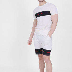 Logo personnalisé logo personnalisé en gros ensembles de sweats à capuche court avec fermeture éclair complète et jogger ensemble unisexe 2 pièces survêtement court pour hommes - Product Image 1