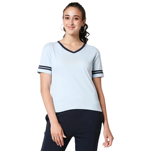 Camisetas de Mujer de Alta Calidad 2023, Formales, de Color Sólido, Talla Grande, Tejidas, de Manga Corta, con Estampado Digital, de Algodón Ecológico - Product Image 1