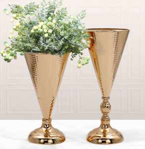 Centro de Mesa Alto de Metal con Forma Cónica y Acabado Texturizado para Bodas, Eventos, Decoración de Mesas de Hotel, Uso Interior - Product Image 6