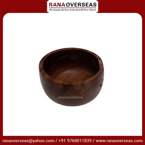 Tazón de hilo de madera hecho a mano con tapa en forma circular para tejer y ganchillo al precio más bajo - Product Image 3