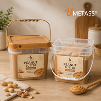 Ember Plastik PP Persegi Food Grade Daur Ulang Grosir dengan Tutup dalam Ukuran 1L/2L/5L/8L/10L untuk Penyimpanan Selai Kacang & Permen