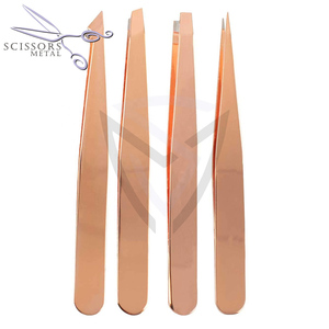 Pinzas de Precisión para Cejas y Pestañas con Punta Curva y Mango Cómodo, Acero Inoxidable de Grado Quirúrgico - Product Image 1