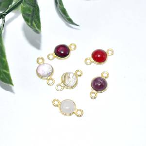 คอนเนคเตอร์ Carnelian BEZEL ชุบทองเรียบอัญมณีเชื่อมแฮนด์เมดเสน่ห์เล็กๆสำหรับทำเครื่องประดับ - Product Image 3