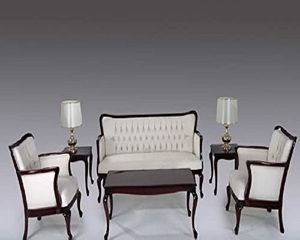 Sofá tallado francés de estilo clásico, conjunto de 3 + 1 + 1 + y con mesa central para sala de estar - Product Image 2