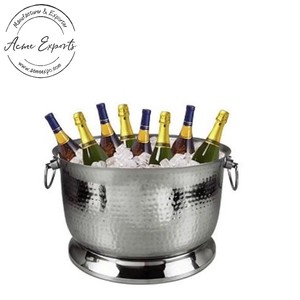 Contenedor enfriador de bebidas de acero inoxidable grande al por mayor de fábrica, acabado martillado para celebración de fiesta en casa, Material metálico - Product Image 1