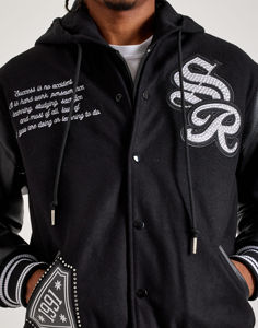 Best Quality Custom Embroidery Logo Baseball Letterman <b>Jacket</b> Man <b>Vintage</b> Black Leather Sleeve <b>Varsity</b> <b>Jacket</b> 2025 - Product Image 3