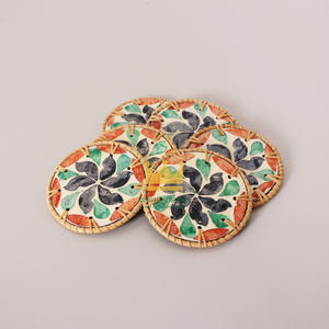 Hot Sale Home Decoration Supplies Round Rattan Cup Coaster Square Cup Placemat <b>Charger</b> <b>Plate</b> Pear Coaster Holder - Product Image 1