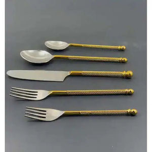Stainless Steel <b>Flatware</b> Set With Classic Design Perfect for Eating Utensils Wedding Dining and Events Set of 5 Dinnerware - Product Image 2