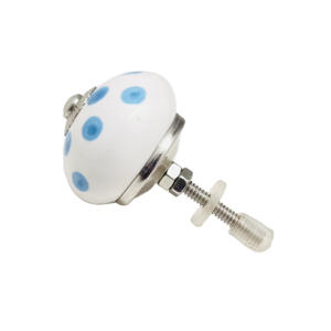 Perillas de cerámica blanca con lunares turquesa, estilo de diseño Industrial para armarios, cajones, armarios, tocadores, cocina, dormitorio CK 558 - Product Image 2