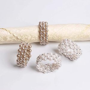 Rond de serviette en perles Rond de serviette fait à la main Décor de table élégant pour les mariages et les vacances de Noël pour les occasions spéciales - Product Image 4