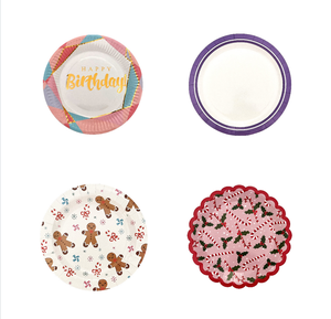 Assiettes en papier personnalisées, OEM, en vrac, usine directe du Cambodge, étiquette privée - Product Image 1