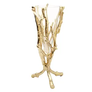 แจกันดอกไม้โลหะทำมือคุณภาพพรีเมียมสำหรับตกแต่งโต๊ะ แจกันดอกไม้สไตล์โมเดิร์น ของตกแต่งโต๊ะ แจกันดอกไม้โลหะ - Product Image 1