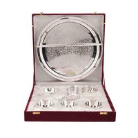 Ensemble de dîner en laiton pur 7 pièces vaisselle ou vaisselle comprenant une boîte en velours rouge Article de cadeau plaqué argent incroyable