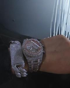 Customised Logo Luxury Quartz men's <b>Watch</b> High Quality Sterling Silver Moissanite Diamond Dial Band in Stainless Steel - Product Image 2