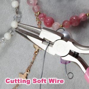 Pince à nez Concave en acier au carbone de haute qualité outils de fabrication de bijoux pour la fabrication de bracelets arêtes de coupe poignée en PVC rose bricolage artisanat - Product Image 4