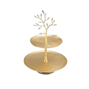 Support à gâteau en métal de forme ronde à 2 niveaux de couleur dorée avec tailles personnalisées pour les occasions d'anniversaire avec tailles 4x4x12 pouces - Product Image 1