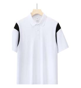 2025เสื้อลำลองสำหรับผู้ชายแฟชั่นใหม่ผ้าถักแขนสั้นคอปกสีล้วนพิมพ์ลายอย่างรวดเร็ว - Product Image 2