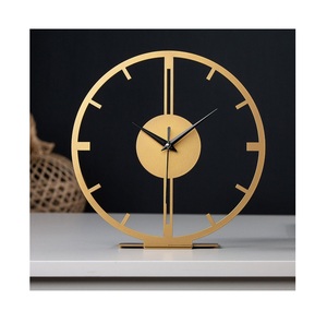 Forme ronde maison métal artisanat horloge de Table or fini utilisation pour l'école et bureau vaisselle horloge à la main - Product Image 4