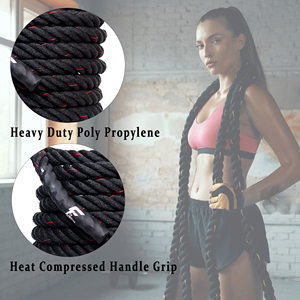 Cuerda de entrenamiento negra Cuerda de batalla pesada de poliéster con funda protectora Cuerda de batalla de propeleno de polietileno - Product Image 4