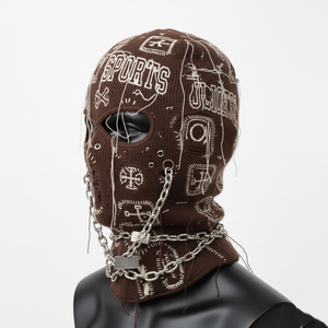 Pasamontañas de Punto Premium de 340 GSM, Tejido Elástico Suave Marrón, Diseño de Panel Único con Detalles Bordados, Pasamontañas para Hombre - Product Image 2