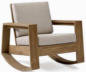 Ensemble de salon d'extérieur écologique et durable avec chaise à bascule en bois d'acacia et cadre en fer et petite table ronde - Product Image 2