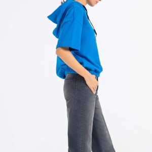 Best Price Women's Plus Size Cotton <b>Crop</b> <b>Top</b> Hoodies Winter Autumn Streetwear with Embroidered Printed Techniques Made Pakistan - Product Image 2