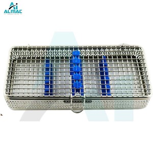 Plateau de stérilisation micro-ophtalmique ALMAC avec tapis en silicone, construction en acier inoxydable, manuel pour utilisation en CSSD hospitalière - Product Image 1