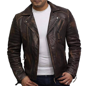 Vente en gros pakistanaise de vestes en cuir fabricant veste en cuir décontractée latérale à ceinture pour hommes nouvelles vestes de conception OEM de moto - Product Image 1