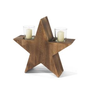 Porte-lampe T en métal et bois Mélange festif de design moderne et de charme rustique Décoration de Noël parfaite pour la maison et le bureau - Product Image 5