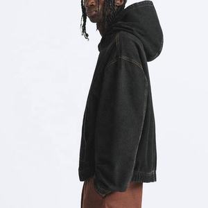 2025 nueva moda de invierno francés Terry Denim Sudadera con capucha de gran tamaño para hombres y mujeres lágrimas suéter peso pesado sudaderas con capucha ropa 460 GSM - Product Image 3