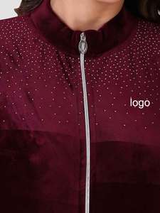 Survêtements d'hiver en velours élégants et sweat à capuche avec poches Survêtements en velours à fermeture éclair Ensemble 2 pièces Sportswear Joggingsuit - Product Image 3