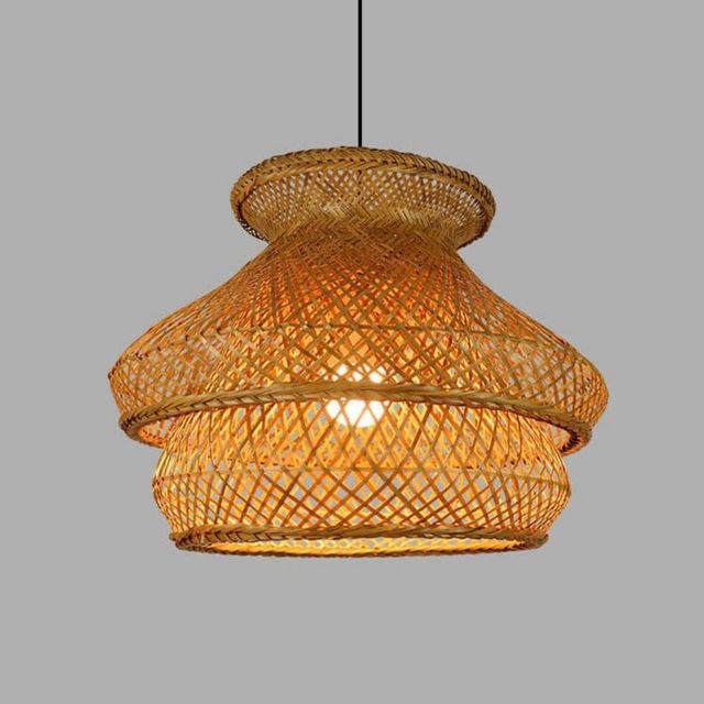 Handmade Modern Design round Bamboo Rattan Pendant Wicker Hanging Chandelier Light for Living Room Wholesale Ceiling Lamp
