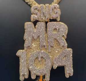 Collar pavimentado de moissanita Hip Hop, colgante de diamante de corte redondo con hielo para hombres y mujeres, joyería de plata de ley 925 - Product Image 3