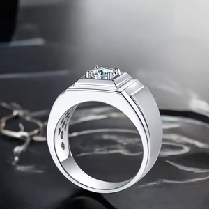 Men's 10K Yellow Gold Moissanite Round Cut Bezel Setting Bold Signet Style Wedding <b>Statement</b> <b>Ring</b> - Product Image 6