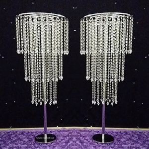 Candelabro de decoración de boda con cuentas de cristal de Metal europeo, soporte de flores plateadas para suministros para eventos y fiestas - Product Image 4