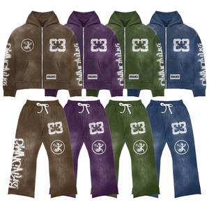 Chándales de lana de calidad superior Unisex personalizados Activewear chándales lavados con ácido de color púrpura personalizados para hombres - Product Image 2