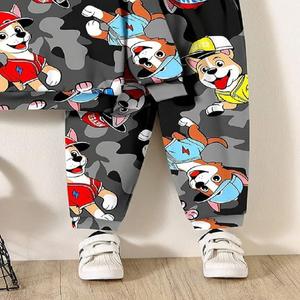 Conjunto de Pantalones y Sudadera Clásica de Primavera para Niños Pequeños, Estilo Vintage, Estampado Completo, Tela Oxford de Poliéster Grueso - Product Image 4