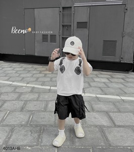 เสื้อยืดพิมพ์ลายหูฟังเสื้อยืดสีดำสีขาวสำหรับเด็ก - Product Image 5